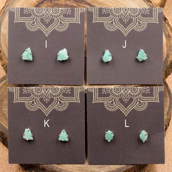 Amazonite and Sterling Silver Crystal Stud Earrings - Choose the pair you want - Picture 4 of 4